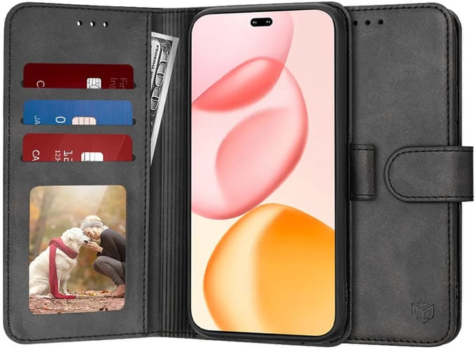 Hoesje geschikt voor HONOR 400 Pro - Techsuit Diary Book Wallet Case - Zwart