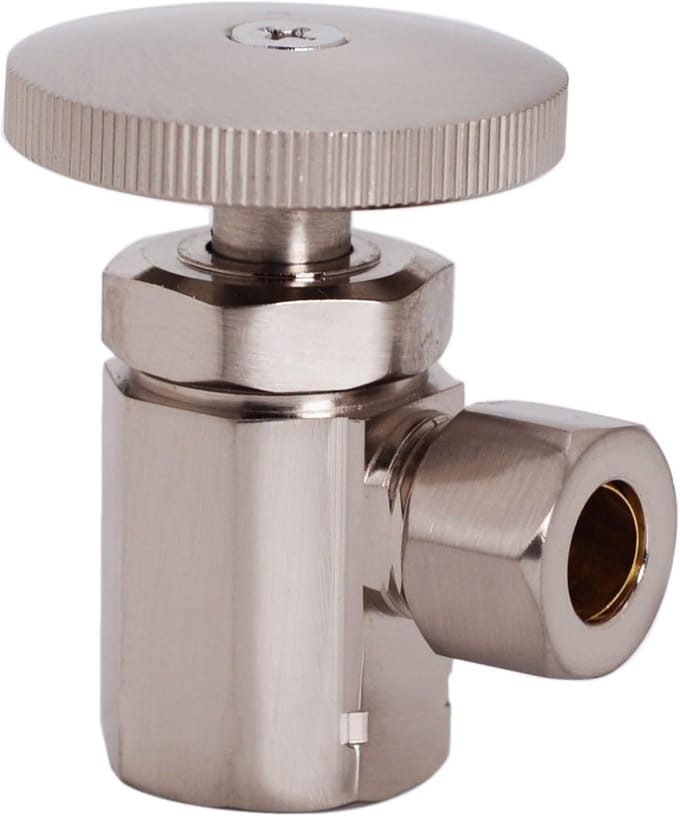 Afsluitkraan Hoekstop 1/2" IPS naar 3/8" Compressie Satijn Nikkel