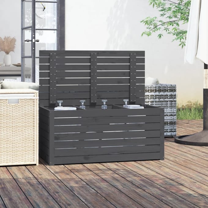 vidaXL - Tuinbox - 101x50,5x46,5 - cm - massief - grenenhout - grijs