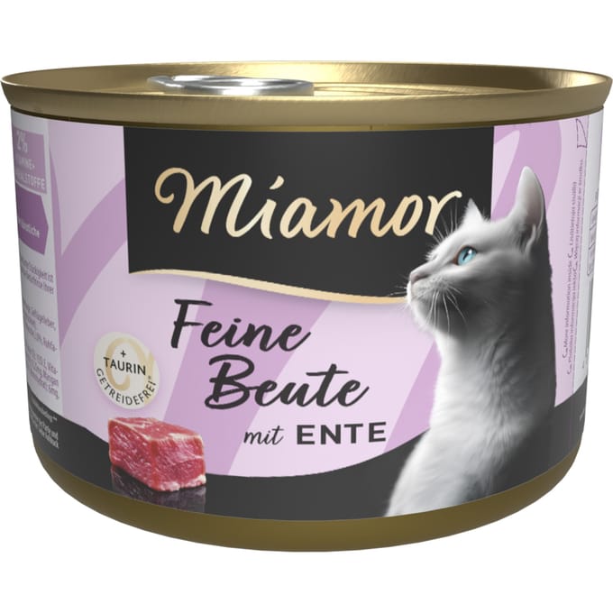 12x185g Miamor Fijne prooi eend natvoer voor katten