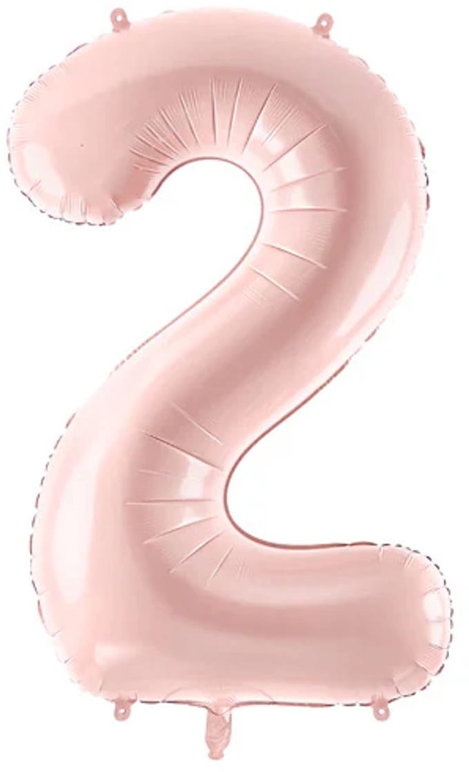 2 Jaar Cijfer Ballon Lichtroze Leeg 72cm