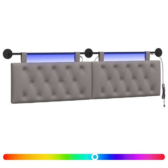vidaXL - Hangend - hoofdbord - Taupe - Stof