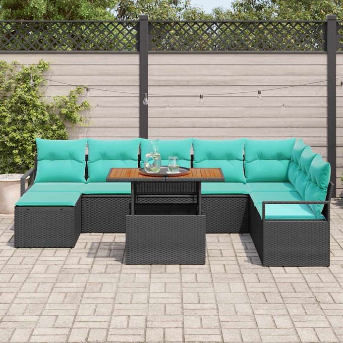 vidaXL - Tuinbank - Set - 9 - st - Zwart - en - Teal