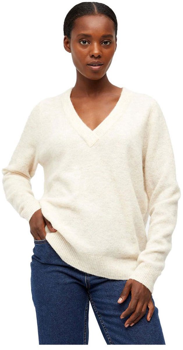 Object Ellie Trui Met V-hals Beige L Vrouw