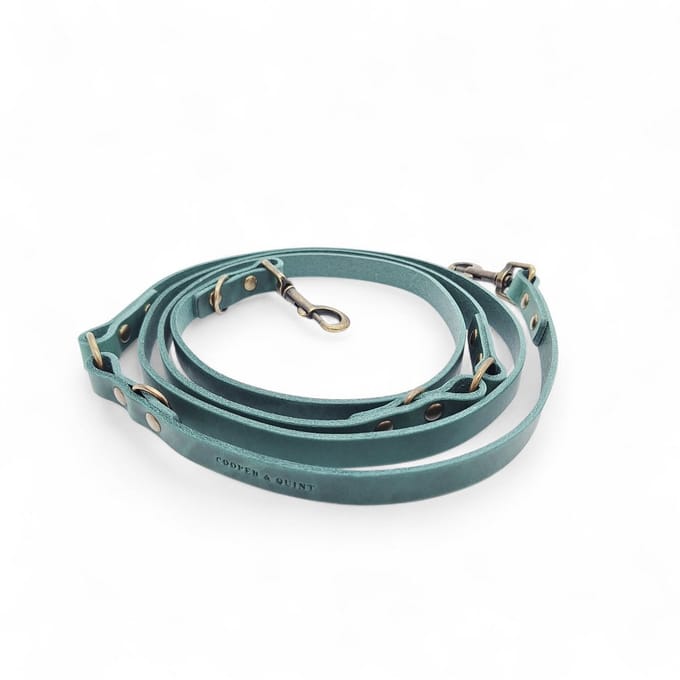 Cooper & Quint Switch Verstelbare Leren Hondenriem - Groen - 2 cm - Oud Messing