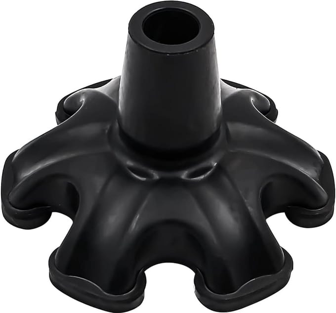 Set van 6 Antislip Wandelstokdoppen Rubber - Universeel voor 19mm Stokken - Zwart