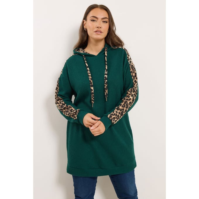 Yours Groene Hoodie Met Luipaardprint Size 46