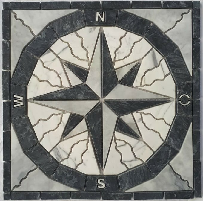 Mozaiek tegel 082 windroos 30 x 30 cm