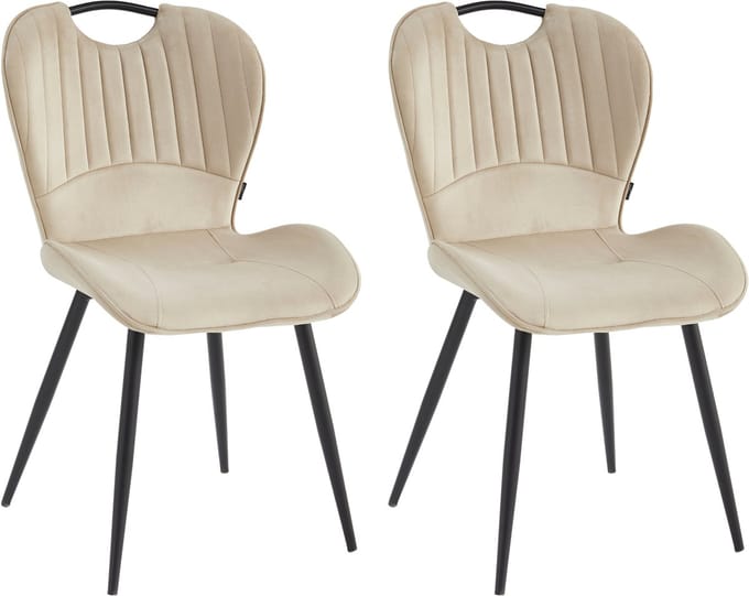 Colenis® - Alico Eetkamerstoel - Set Van 2 - Beige - Velvet - Design