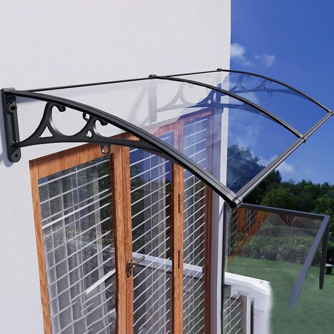 Deurluifel Polycarbonaat - Voordeur Overkapping - Bescherming Buiten - Stabiel Draagvermogen - 60x100cm - Transparant