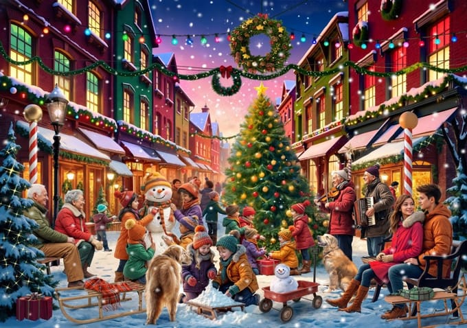 Bluebird Puzzle kerstpuzzel Christmas Street - 2000 stukjes karton.