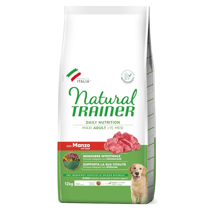 Natural Trainer Adult Maxi met rund - Dubbelpak: 2 x 12 kg