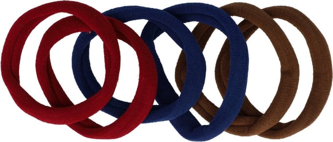 Haarsoires Haarelastieken Basic - Endless - Bruin Blauw Rood – Set van 6 - Eenvoudige Haar Elastieken voor Dagelijks Gebruik