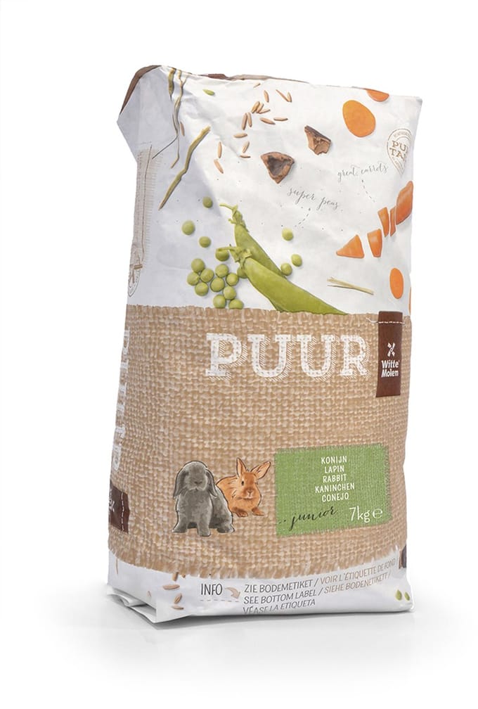 Witte Molen Puur Konijn Junior - Fijnproeversmuesli Jonge (Dwerg)konijnen tot 1 Jaar - Zonder Kunstmatige Toevoegingen - 7kg