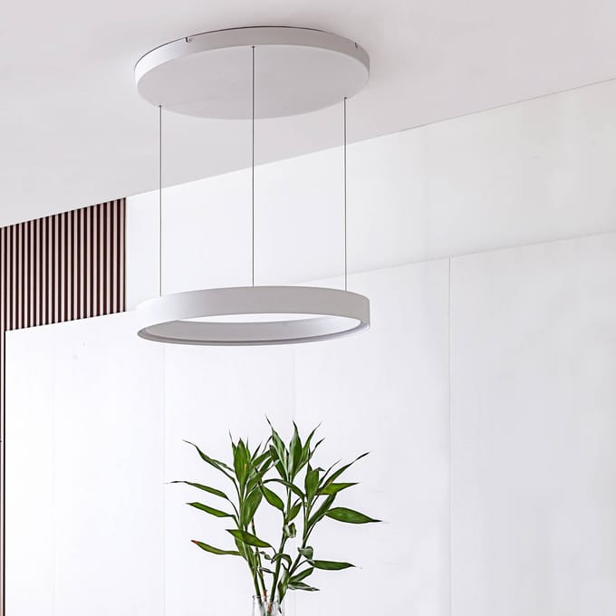 Lucande LED hanglamp Philine, Ø 60 cm, wit, ijzer