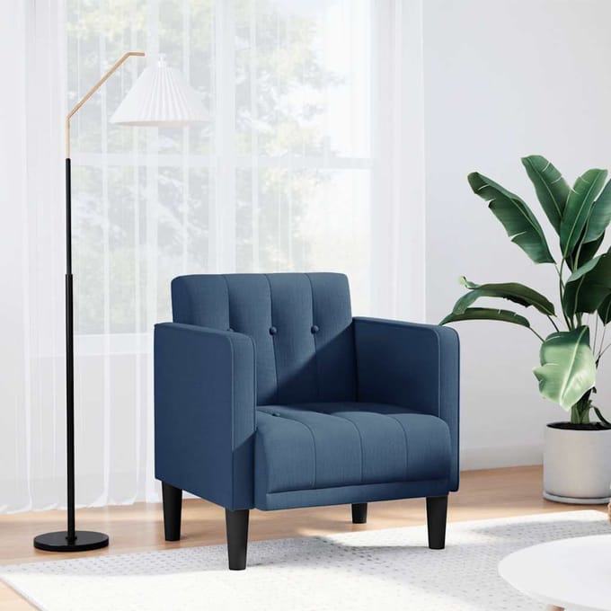 vidaXL - Fauteuil - met - armleuningen - Blauw - 53 - cm - Stof