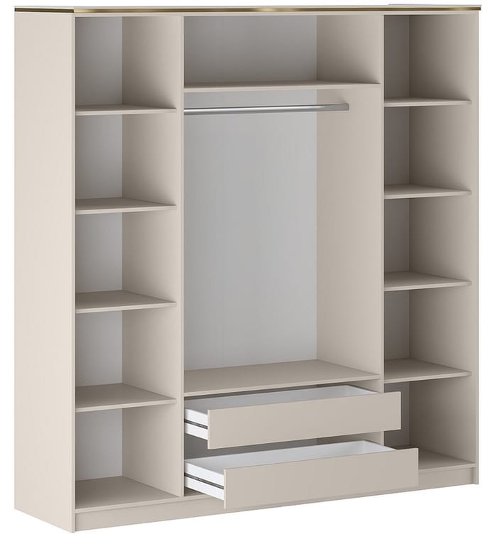 Vente-unique Kast met 4 deuren - L200 cm - Beige en goudkleurig - VUKIA