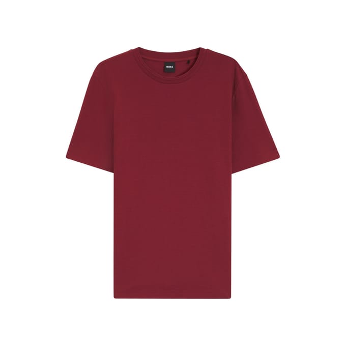 Boss Heren T-shirt met bubbeljacquardpatroon, normale pasvorm (Bruin)