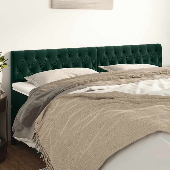 vidaXL - Hoofdborden - 180x7x78/88 - cm - fluweel - donkergroen