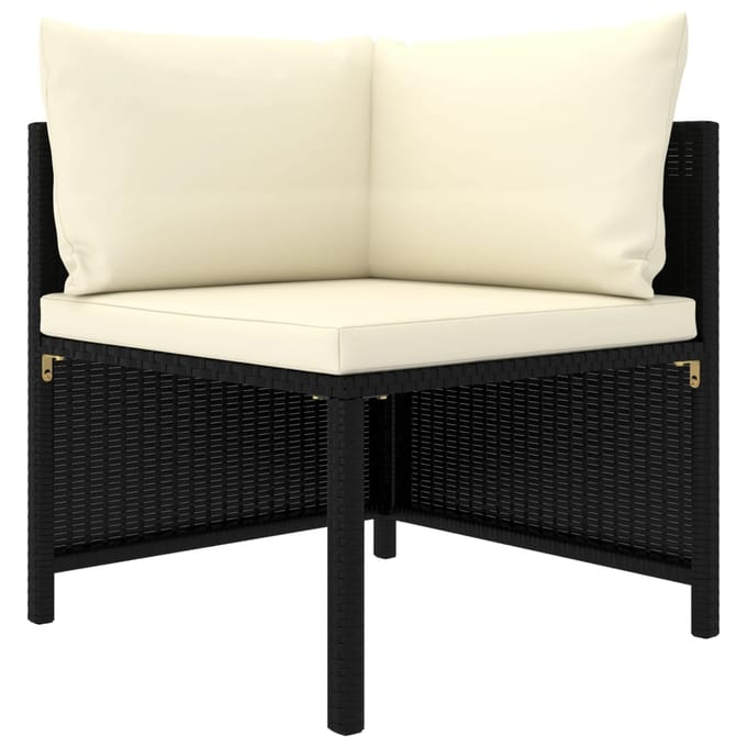 vidaXL - 7-delige - Loungeset - met - kussens - poly - rattan - zwart