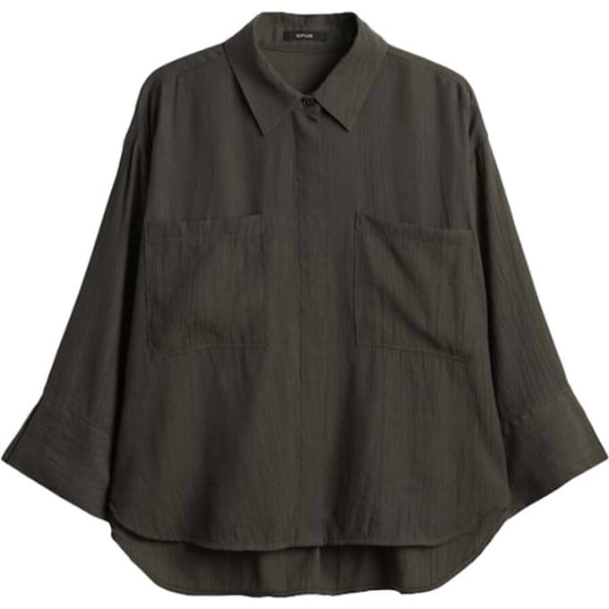 regular fit blouse van mix van viscose met 3/4-mouw model 'Forna'