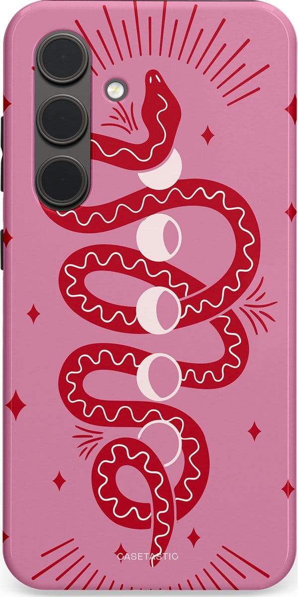 Casetastic hoesje geschikt voor Samsung Galaxy S24 - Dubbellaagse bescherming - Eclipseslang - Fashion Case - Lila Koraal