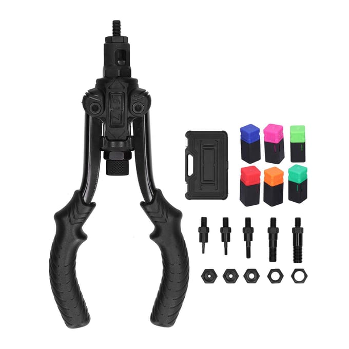 Pistolet à riveter manuel, ensemble d'outils de pose manuel, kit de rivetage avec mandrin M3 M4 M6 M8 M10 M12 black