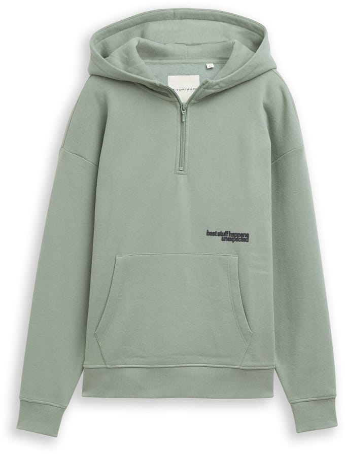 Tom Tailor - Oversized hoodie-sweatshirt met ritssluiting - Maat 128 - Dusty Leave Green