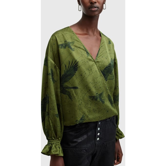 AllSaints Penny Top Spell Green Taglia: 4 | Maglie a manica lunga Outlet | Donna | Verde