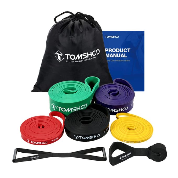 5-packs Optrekhulpbanden Set Weerstandslusbanden Powerlifting Oefening Stretchbanden met veelkleurig