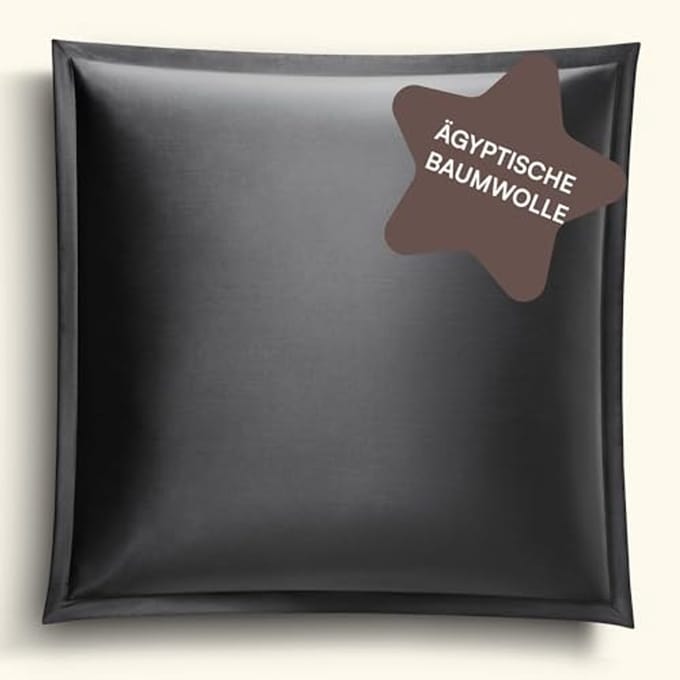 Egyptian Cotton Pillowcase 40x40 cm in Anthracite - Quality Mako Satin