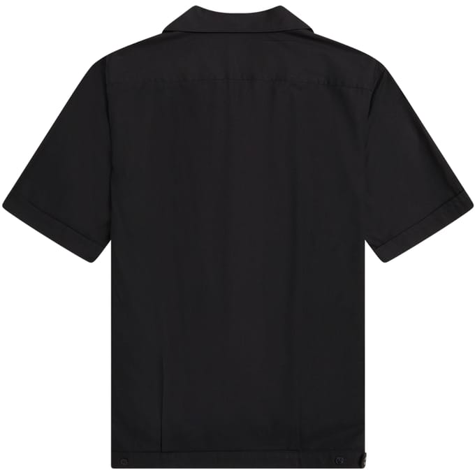 Fred Perry bowlingshirt met zwarte panelen en korte mouwen