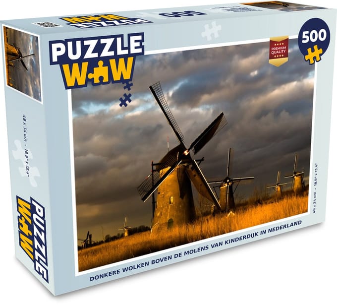 Puzzel Molen - Nacht - Nederland - Legpuzzel - Puzzel 500 stukjes