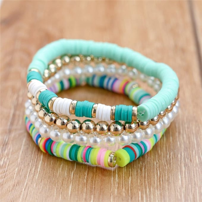 Sorprese armband - Boho 2024 - armband dames - 4 snoeren - cadeau - Model D