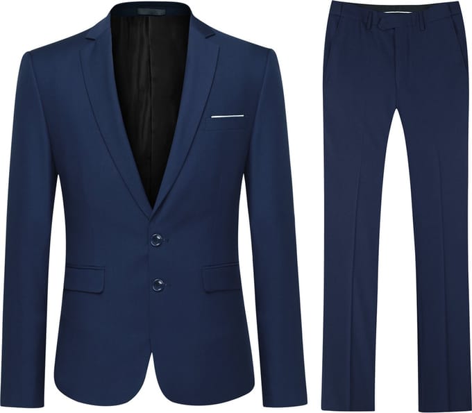 ALLTHEMEN Heren 2-Piece Slim Fit Pak - Tweeknoops zakelijk Pak - M