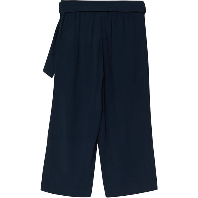 s.Oliver - female - Broek met wijde pijpen van gestructureerde viscose met bindceintuur