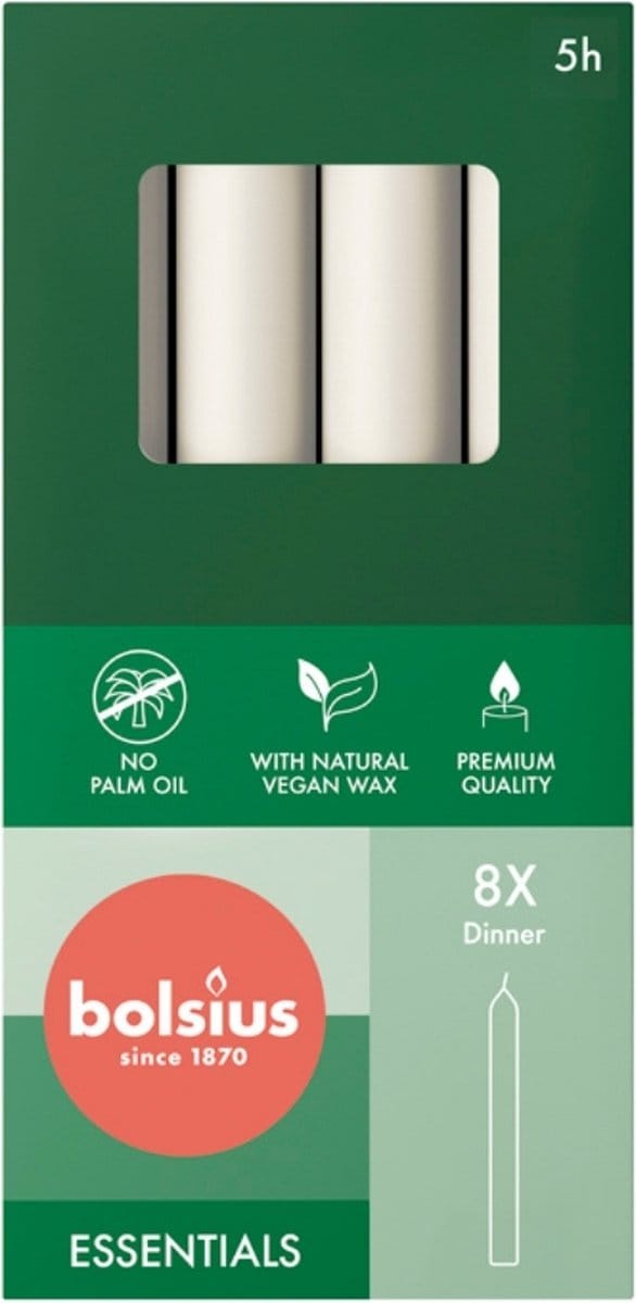 Bolsius - Dinerkaarsen - 170/20 - 8 stuks per verpakking - Cloudy White