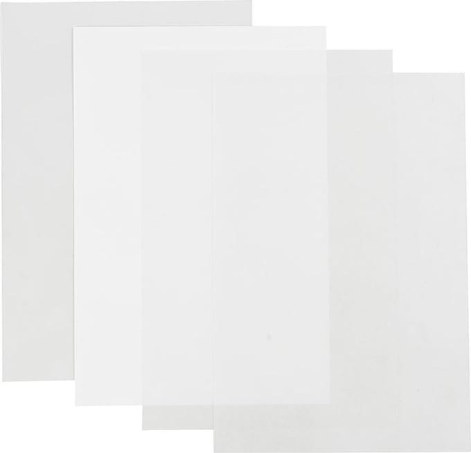 Vellen krimpfolie, vel 20x30 cm, dikte 0,3 mm, transparant glans, mat transparant, Mat wit, 4 vel