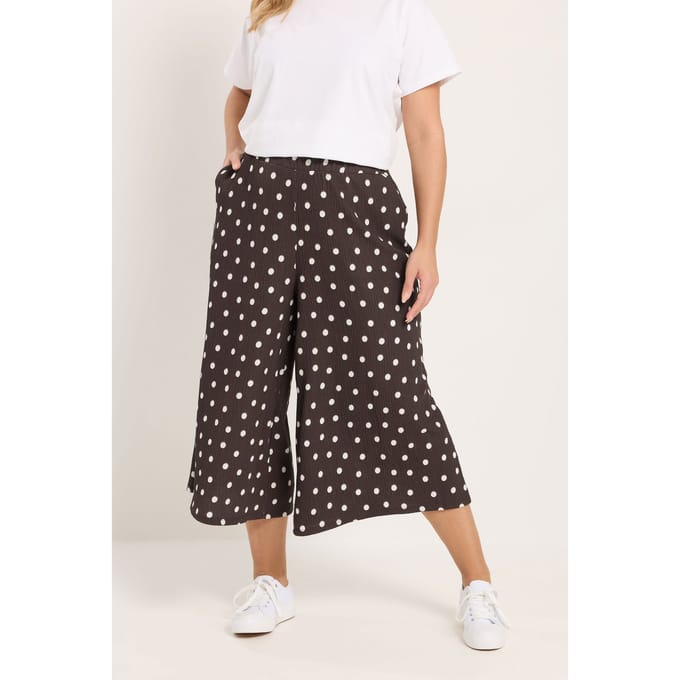 Yours Chocoladebruine Culotte Met Stippen En Textuur Size 50-52