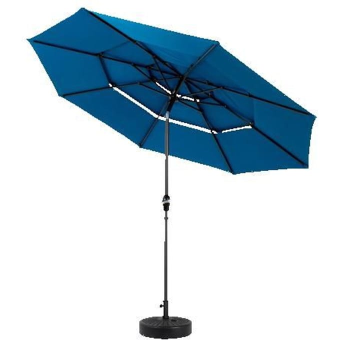 Parasol d'extérieur - MUVOE - Double face - Rectangulaire 4,5 m - Manivelle - Anti‑UV imperméable bleu
