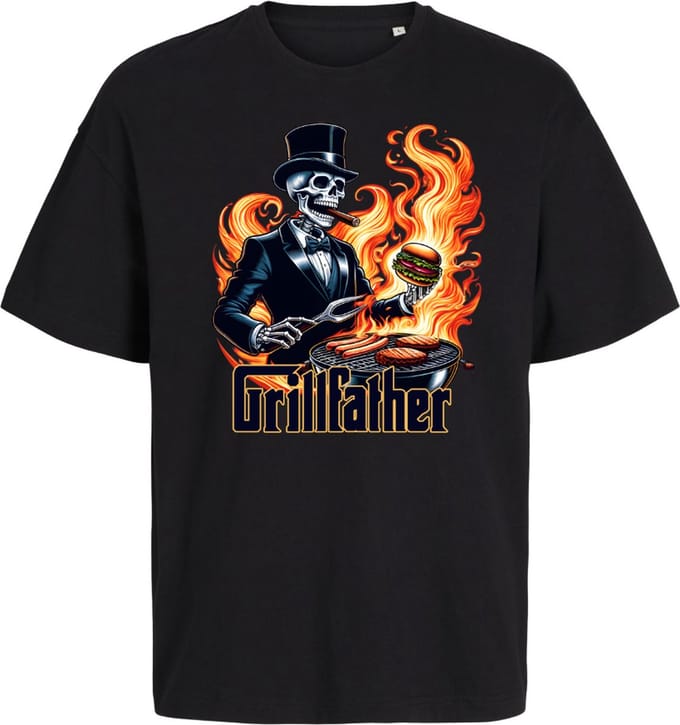 Grappig shirt voor de BBQ liefhebber - Grillfather - Zwart - Print - Maat S