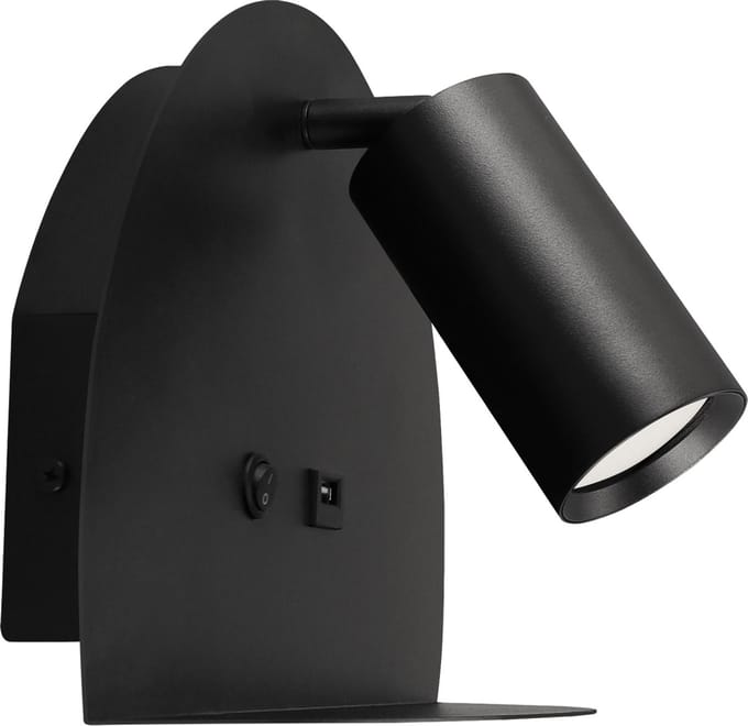 MOBI WLL - Wandlamp - GU10 Fitting - USB Oplaadfunctie - Mat Zwart - Aluminium