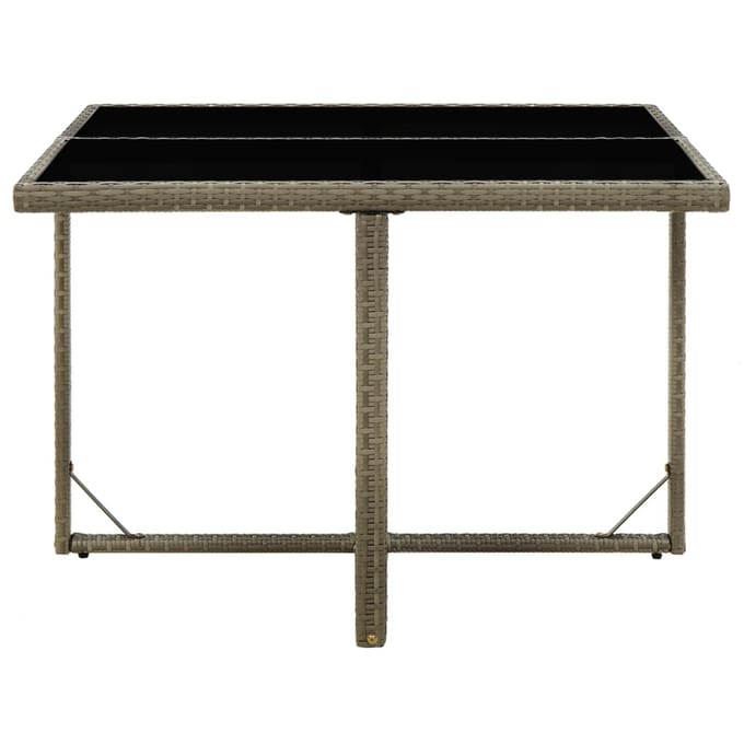 vidaXL - Tuintafel - 109x107x74 - cm - poly - rattan - en - glas - grijs