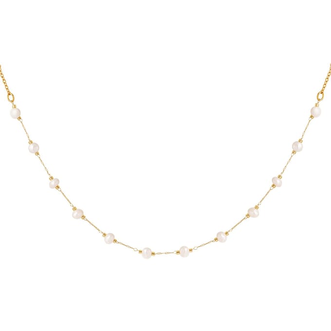 Ketting goud - Zoete Parels- Goud- steel