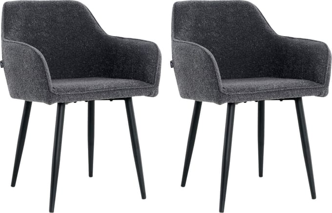 Lina® Diamond Eetkamerstoel - Antraciet - Set van 2 - Boucle
