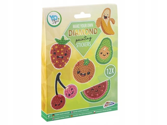 Diamond Painting Stickerset knutselen DIY kit voor kinderen 12 stuks.