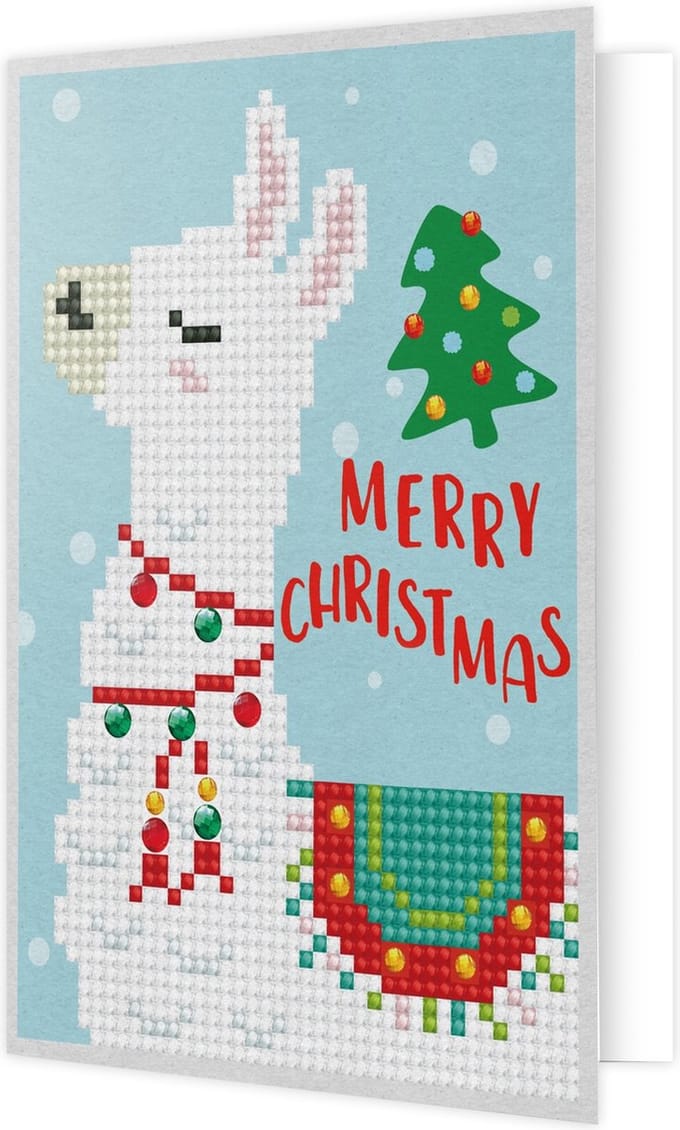 DIAMOND DOTZ Kerst Lama - Diamond Painting - 1.179 Dotz - 18x13 cm