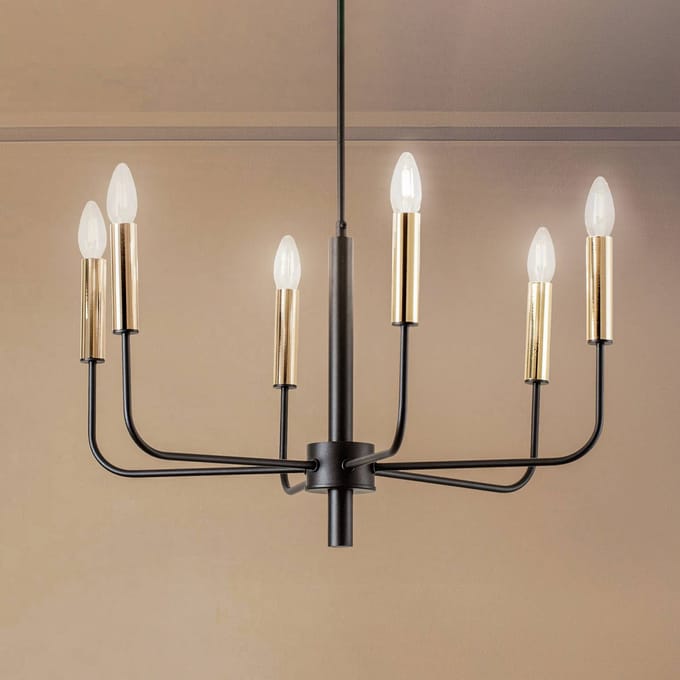 Luminex Akasya Zwarte/Gouden Hanglamp 6xE14