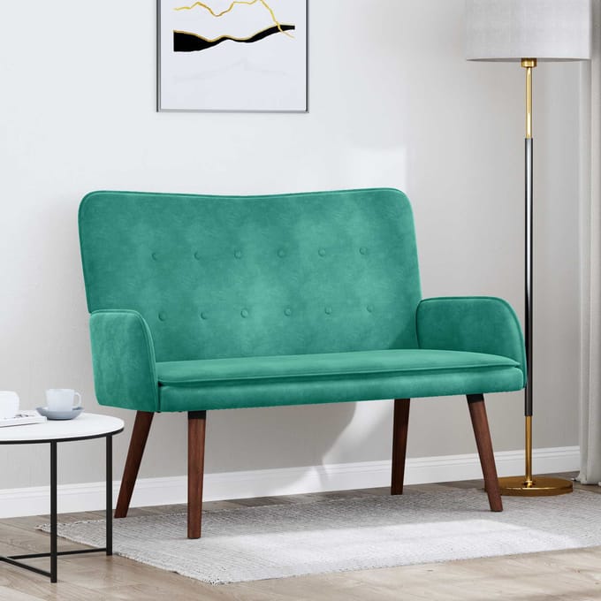 vidaXL - 2-Zits - Sofa - Turquoise - 115 - x - 61 - x - 87 - cm - fluweel
