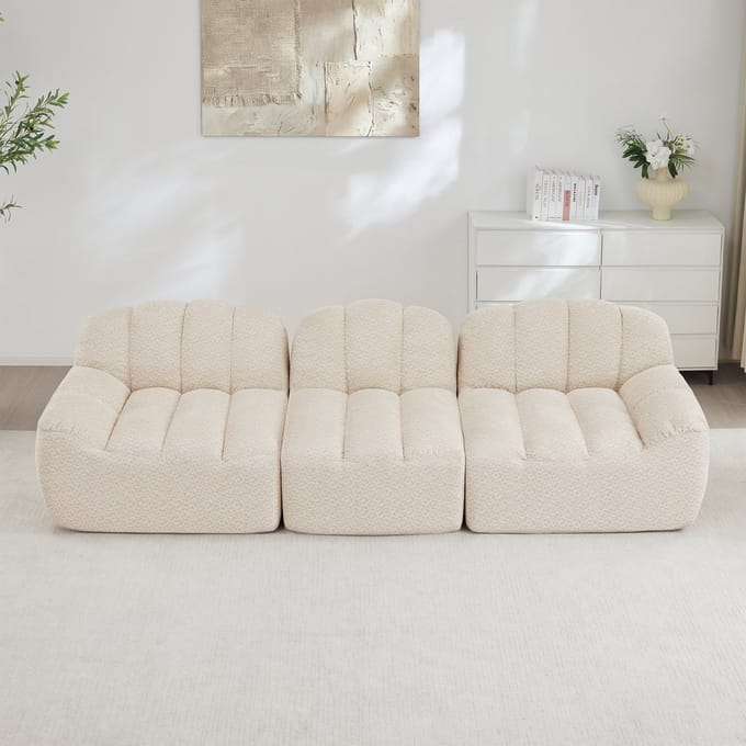 Modulaire Bank 3-Zits - Teddy Loungebank - Gebroken Wit - Frameloos
